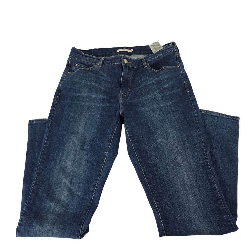 Levis 505 Straight Leg Jeans Womens 10 Dark Wash Blue Denim Stretch 13762
